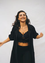 Load image into Gallery viewer, Leaf & Lace Bralette: Black