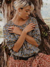 Load image into Gallery viewer, Drawstring Blouse: Indigo Dream