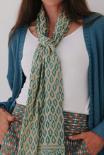 Load image into Gallery viewer, Summer Scarf: Blue Leaf