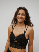 Load image into Gallery viewer, Leaf & Lace Bralette: Black