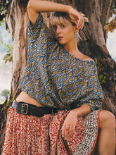 Load image into Gallery viewer, Drawstring Blouse: Indigo Dream