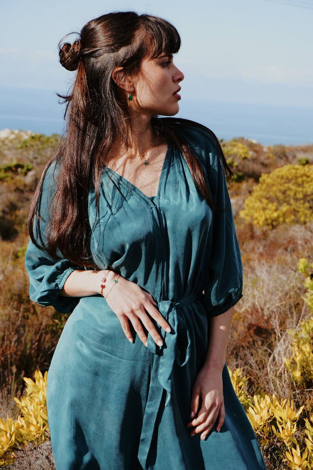 Silk Jumpsuit: Teal