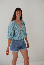 Load image into Gallery viewer, Peasant Blouse: Peacock Party
