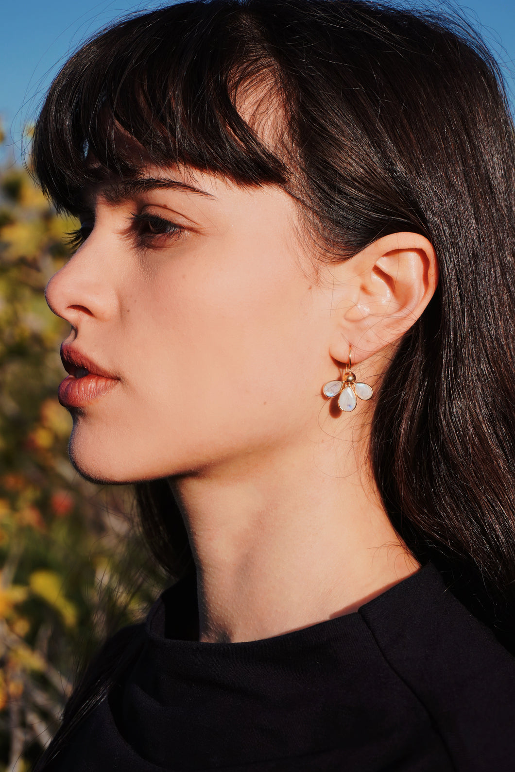 Gold Plated Moonstone Earrings