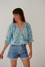 Load image into Gallery viewer, Peasant Blouse: Peacock Party
