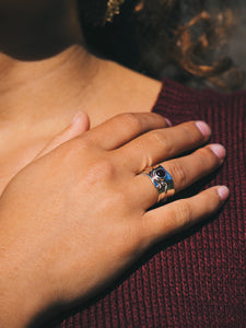 Sterling Silver Garnet Ring with Copper Detail