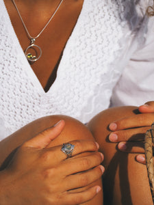 Sterling Silver Prehnite  Ring