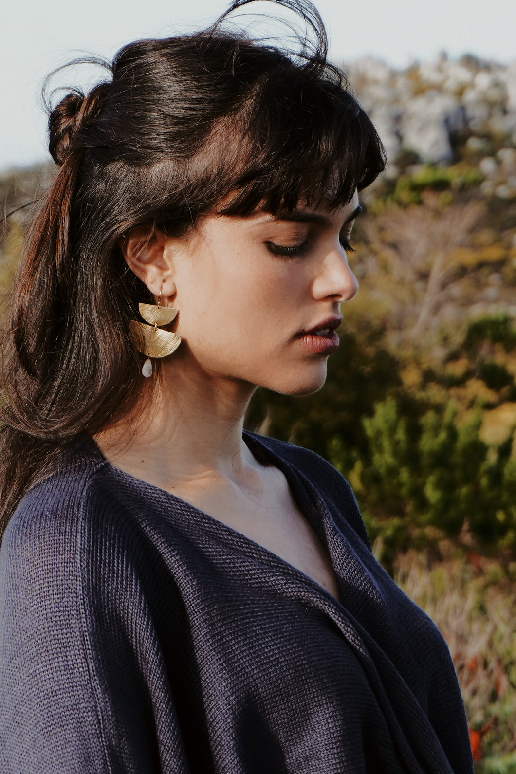 Gold Plated Moonstone Earring