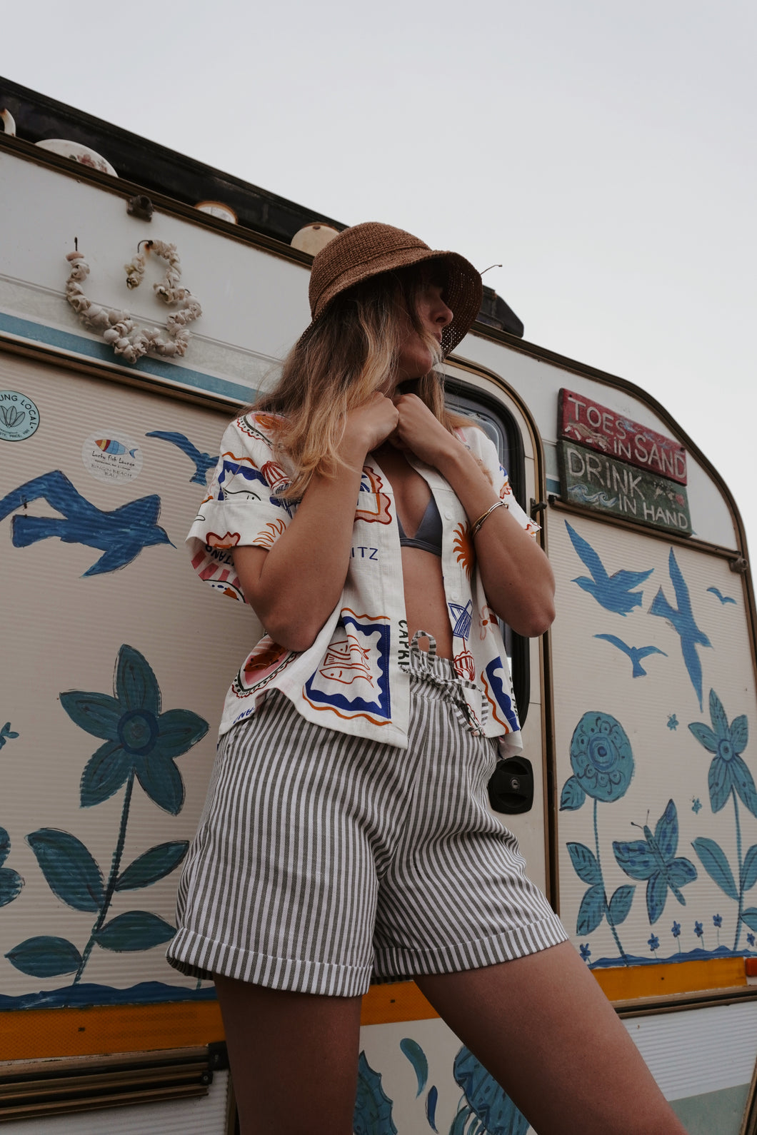 Pinstripe Shorts: Olive