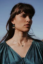 Load image into Gallery viewer, Green Onyx Gold Plated Earrings
