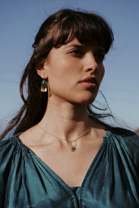Green Onyx Gold Plated Earrings