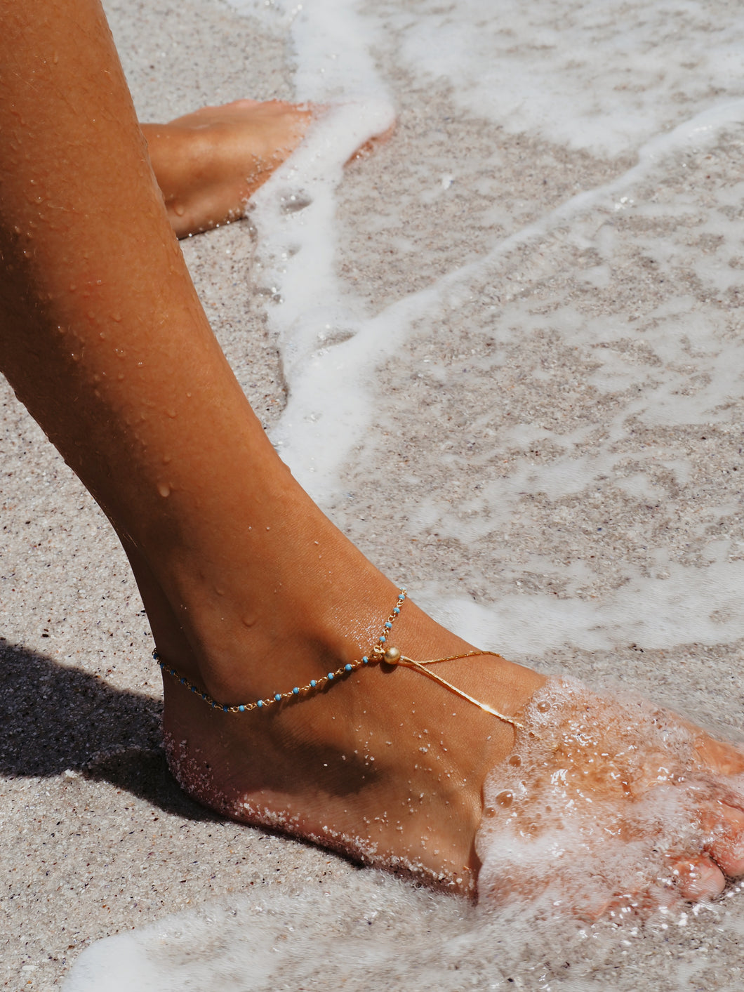 Gold Plated Anklet: Turquois SUMMER