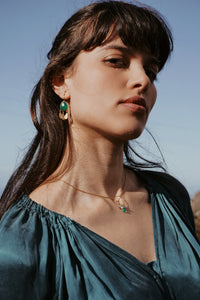 Green Onyx Gold Plated Earrings