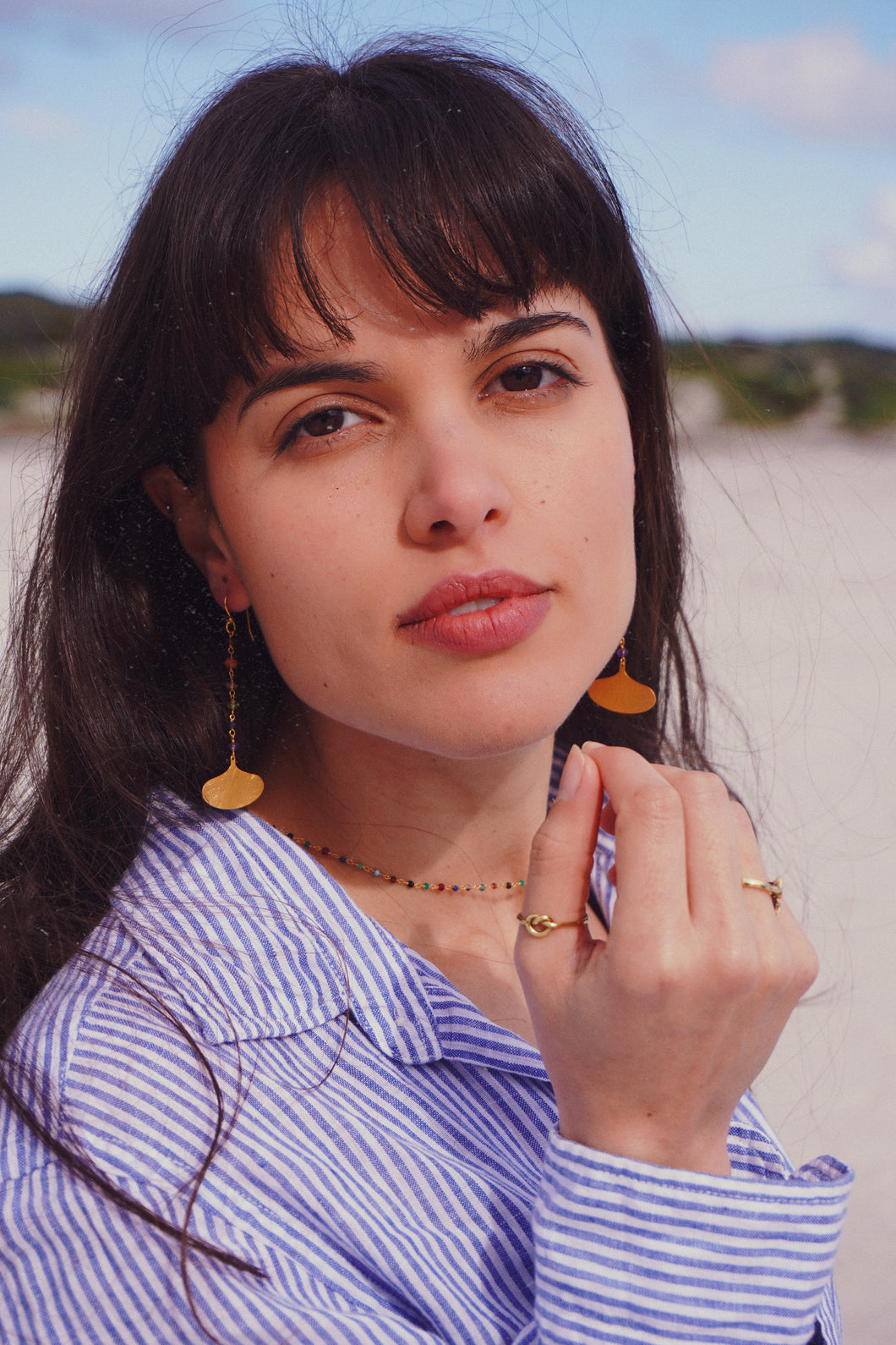 Gold Plated Earring Multi Stone
