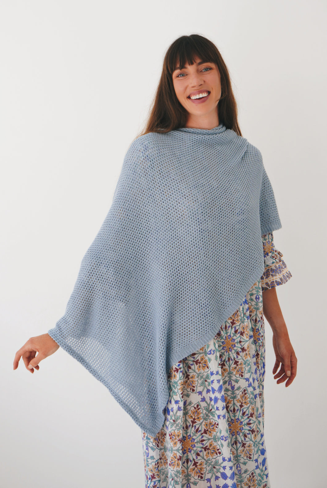 Knit Shawl: Soft Blue