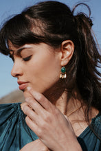 Load image into Gallery viewer, Green Onyx Gold Plated Earrings
