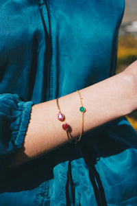 Gold Plated Green Onyx Bracelet