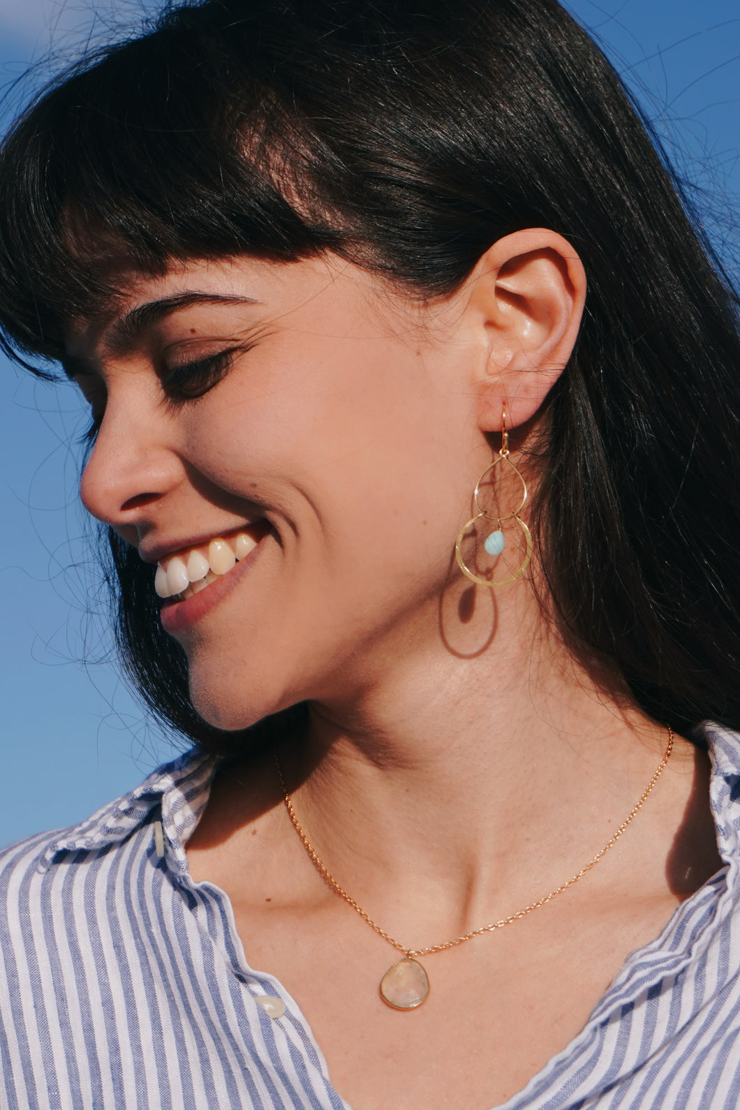 Gold Plated Chalcedony Earring