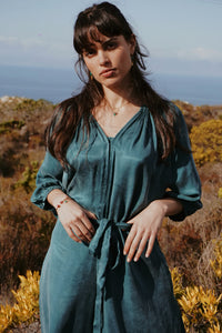 Silk Jumpsuit: Teal