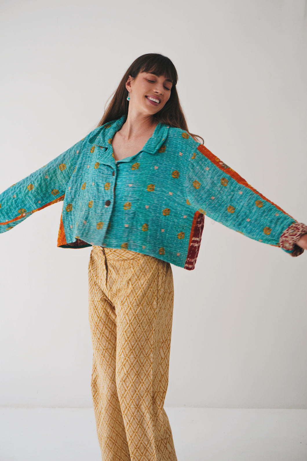 Cropped Gudri Jacket: Azure