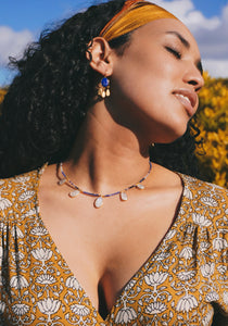 Gold Plated Lapiz Lazuli Earring