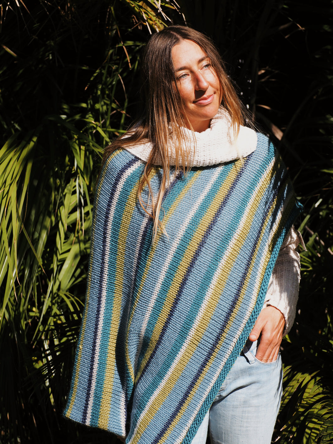 Wool Poncho: Winter Surf