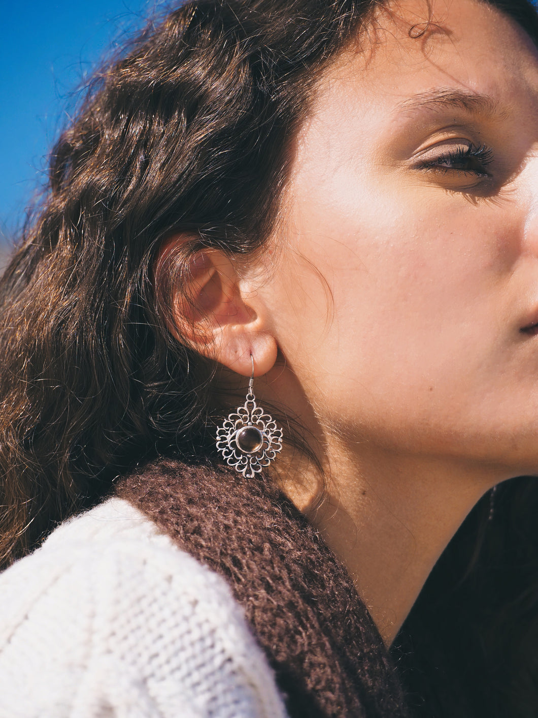 Sterling Silver Smokey Topaz Earrings