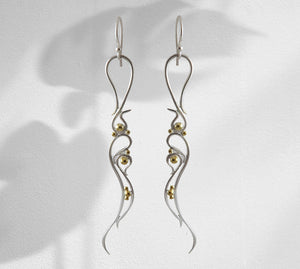 Sterling Silver and Brass Earring