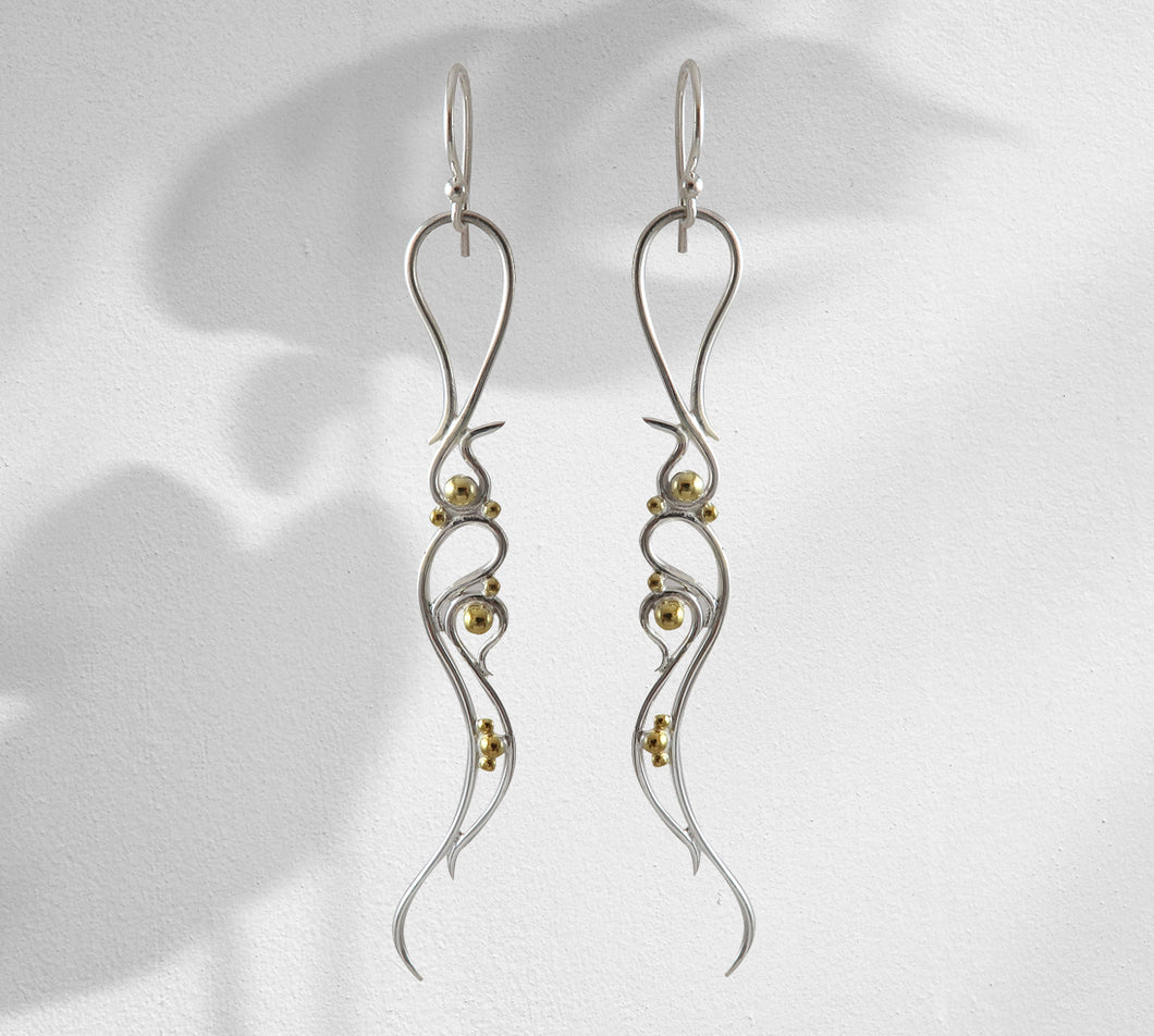 Sterling Silver and Brass Earring