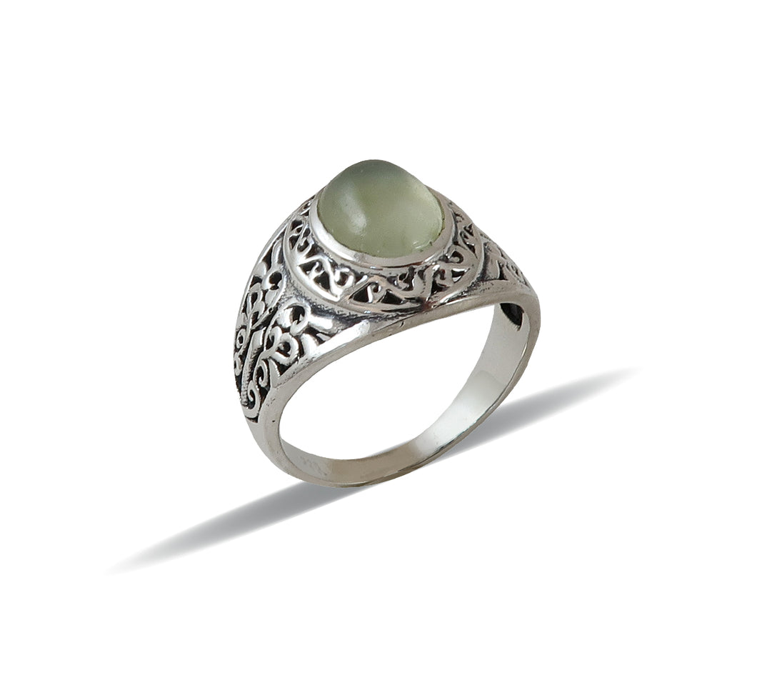 Sterling Silver Prehnite Ring