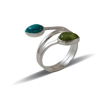 Load image into Gallery viewer, Sterling Silver Turquoise and Prehnite Ring
