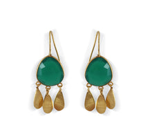 Load image into Gallery viewer, Green Onyx Gold Plated Earrings
