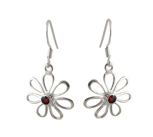 Sterling Silver Garnet Earring
