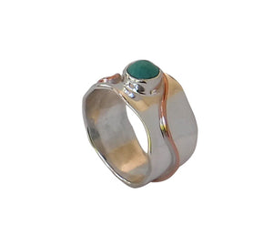 Sterling Silver Turquoise and Copper Detailing Ring