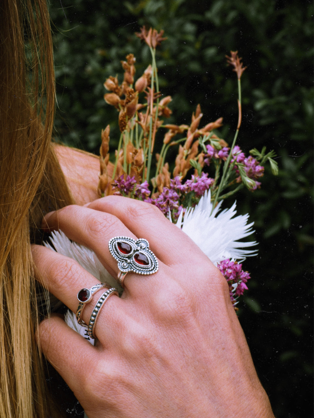 Sterling Silver Garnet Ring